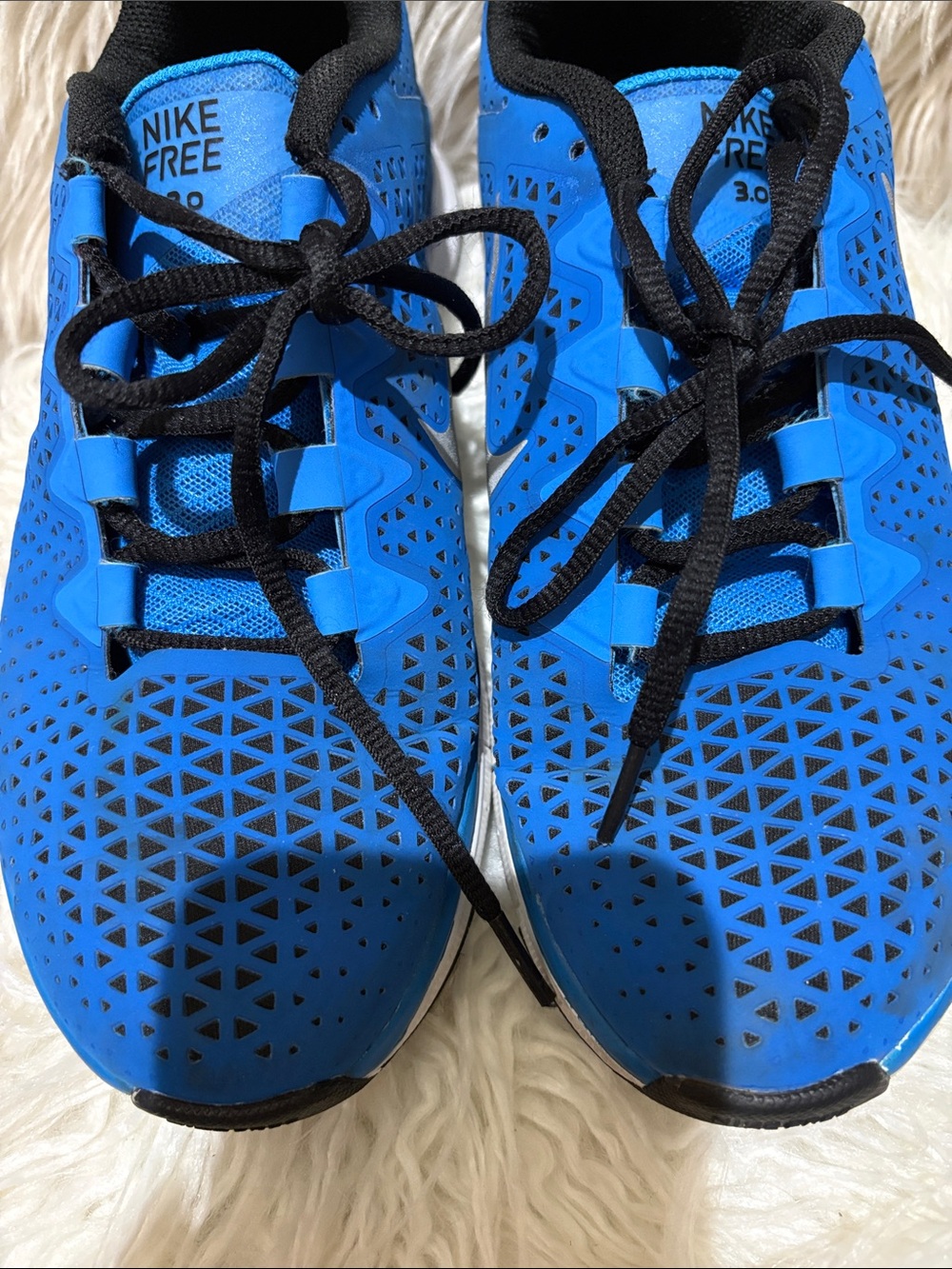 Nike Blue Athletic Laser-Cut Running Shoes with Black Laces